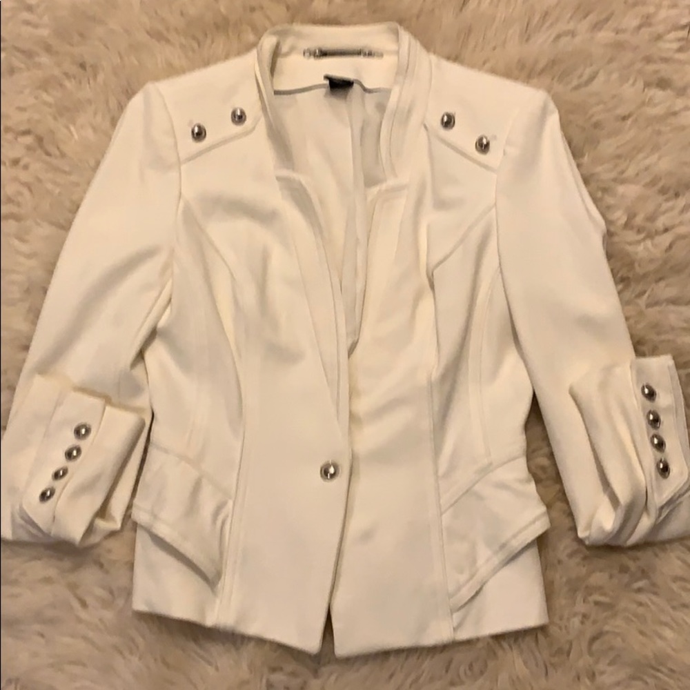 WHBM WINTER WHITE BLAZER